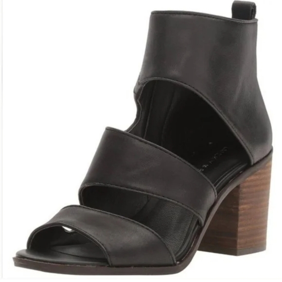 Lucky Brand Womens Ankle Leather Block Heels Sandals shoes sz 7M - Picture 1 of 11